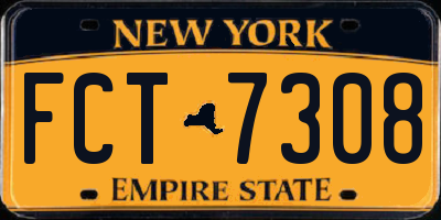 NY license plate FCT7308