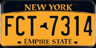 NY license plate FCT7314