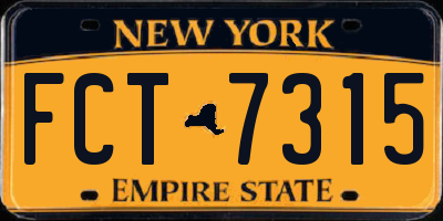 NY license plate FCT7315