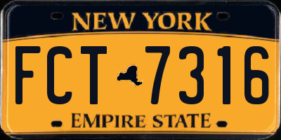 NY license plate FCT7316