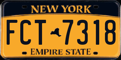 NY license plate FCT7318