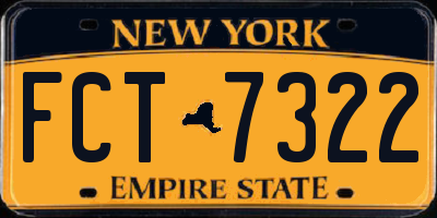 NY license plate FCT7322