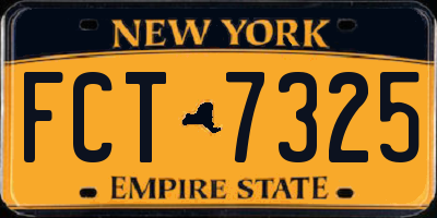 NY license plate FCT7325