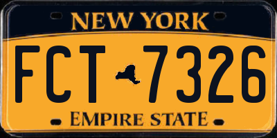 NY license plate FCT7326