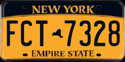 NY license plate FCT7328