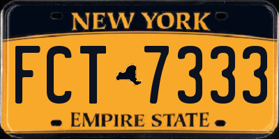 NY license plate FCT7333