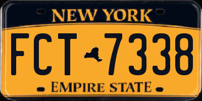 NY license plate FCT7338