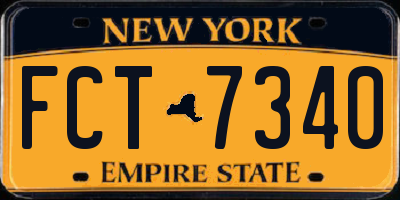 NY license plate FCT7340