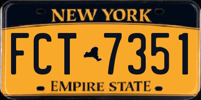 NY license plate FCT7351