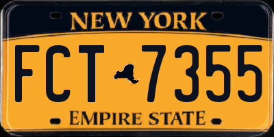 NY license plate FCT7355