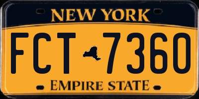 NY license plate FCT7360