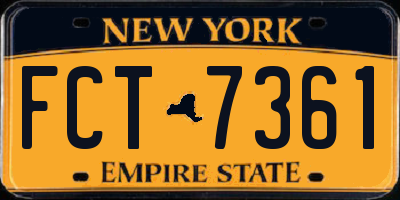 NY license plate FCT7361