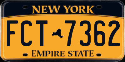 NY license plate FCT7362