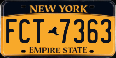NY license plate FCT7363