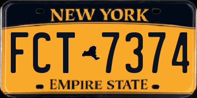 NY license plate FCT7374