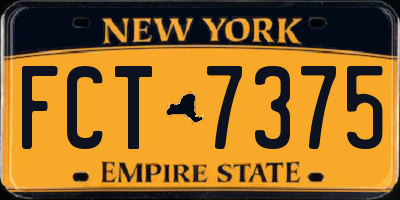 NY license plate FCT7375