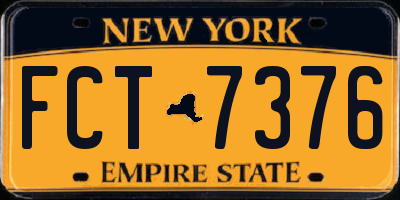 NY license plate FCT7376