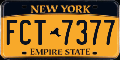 NY license plate FCT7377