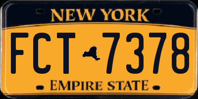 NY license plate FCT7378