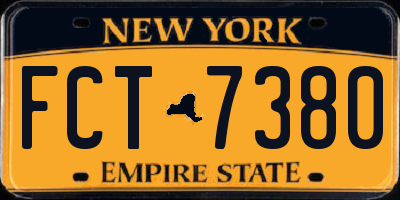 NY license plate FCT7380