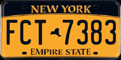 NY license plate FCT7383
