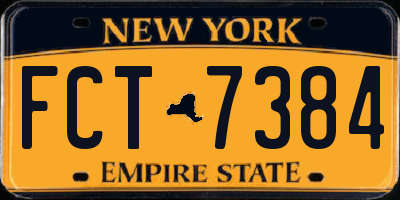 NY license plate FCT7384