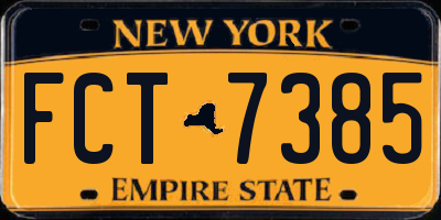NY license plate FCT7385