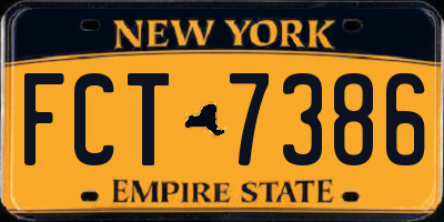 NY license plate FCT7386