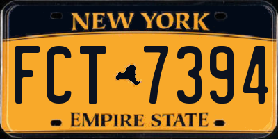 NY license plate FCT7394