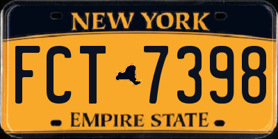 NY license plate FCT7398