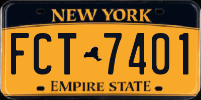 NY license plate FCT7401