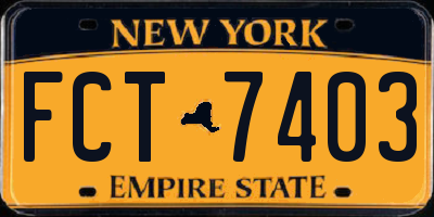 NY license plate FCT7403