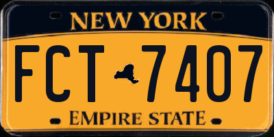 NY license plate FCT7407