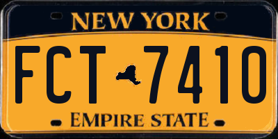 NY license plate FCT7410
