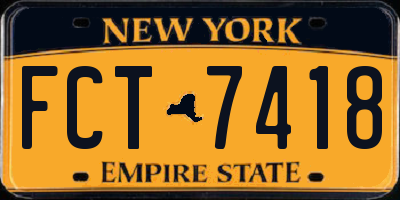 NY license plate FCT7418