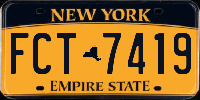 NY license plate FCT7419