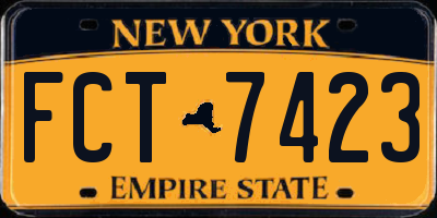 NY license plate FCT7423