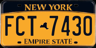 NY license plate FCT7430