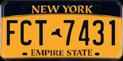 NY license plate FCT7431