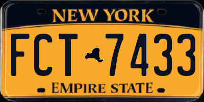 NY license plate FCT7433