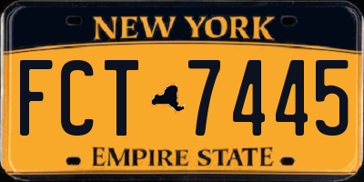 NY license plate FCT7445