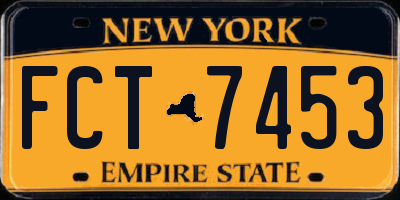 NY license plate FCT7453