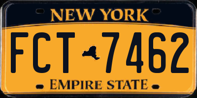 NY license plate FCT7462
