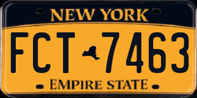 NY license plate FCT7463