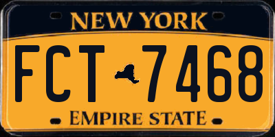 NY license plate FCT7468