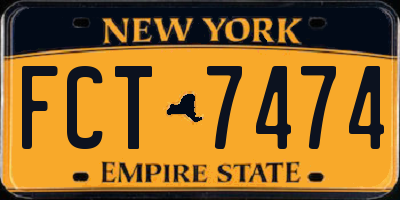 NY license plate FCT7474