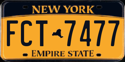 NY license plate FCT7477