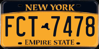 NY license plate FCT7478