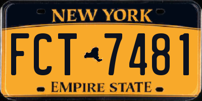 NY license plate FCT7481
