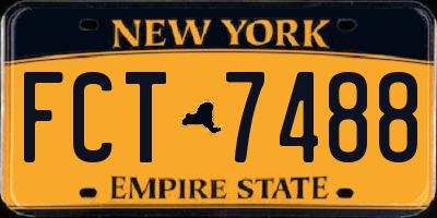 NY license plate FCT7488